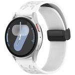 18mm Kalebol Universal Leopard Print Magnetic Folding Buckle Silicone Strap(White)
