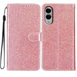 For Samsung Galaxy S25 Edge 5G Glitter Powder Flip Leather Phone Case(Rose Gold)