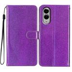 For Samsung Galaxy S25 Edge 5G Glitter Powder Flip Leather Phone Case(Purple)