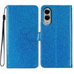 For Samsung Galaxy S25 Edge 5G Glitter Powder Flip Leather Phone Case(Blue)