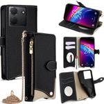For TCL 503 Crossbody Chain Fishtail Litchi Leather Phone Case(Black)