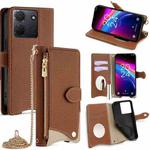 For TCL 503 Crossbody Chain Fishtail Litchi Leather Phone Case(Brown)