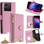 For TCL 503 Crossbody Chain Fishtail Litchi Leather Phone Case(Pink)