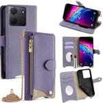 For TCL 503 Crossbody Chain Fishtail Litchi Leather Phone Case(Purple)