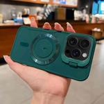 For iPhone 16 Pro Lens Frame Holder Blade MagSafe Phone Case(Deep Green)