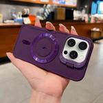For iPhone 15 Pro Max Lens Frame Holder Blade MagSafe Phone Case(Dark Purple)