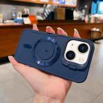 For iPhone 14 Lens Frame Holder Blade MagSafe Phone Case(Dark Blue)
