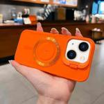 For iPhone 14 Lens Frame Holder Blade MagSafe Phone Case(Orange)