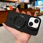 For iPhone 14 Lens Frame Holder Blade MagSafe Phone Case(Black)