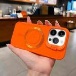 For iPhone 14 Pro Lens Frame Holder Blade MagSafe Phone Case(Orange)