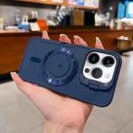 For iPhone 13 Pro Max Lens Frame Holder Blade MagSafe Phone Case(Dark Blue)
