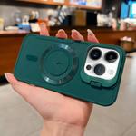 For iPhone 13 Pro Max Lens Frame Holder Blade MagSafe Phone Case(Deep Green)