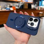 For iPhone 13 Pro Lens Frame Holder Blade MagSafe Phone Case(Dark Blue)