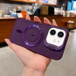 For iPhone 12 Lens Frame Holder Blade MagSafe Phone Case(Dark Purple)