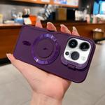 For iPhone 12 Pro Max Lens Frame Holder Blade MagSafe Phone Case(Dark Purple)