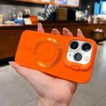 For iPhone 11 Pro Max Lens Frame Holder Blade MagSafe Phone Case(Orange)