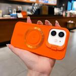 For iPhone 11 Lens Frame Holder Blade MagSafe Phone Case(Orange)