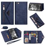 For iPhone 6 Skin Feel Zipper Horizontal Flip Leather Case with Holder & Card Slots & Photo Frame & Lanyard & Long Rope(Blue)