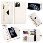 For iPhone 11 Pro Skin Feel Zipper Horizontal Flip Leather Case with Holder & Card Slots & Photo Frame & Lanyard & Long Rope(White)