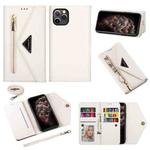 For iPhone 11 Pro Max Skin Feel Zipper Horizontal Flip Leather Case with Holder & Card Slots & Photo Frame & Lanyard & Long Rope(White)