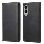 For Samsung Galaxy S25 Edge 5G Business Solid Color Magnetic RFID Leather Phone Case(Black)