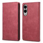 For Samsung Galaxy S25 Edge 5G Business Solid Color Magnetic RFID Leather Phone Case(Red)
