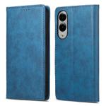 For Samsung Galaxy S25 Edge 5G Business Solid Color Magnetic RFID Leather Phone Case(Blue)