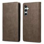 For Samsung Galaxy S25 FE 5G Business Solid Color Magnetic RFID Leather Phone Case(Brown)