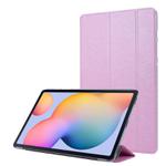 For Samsung Galaxy Tab S8 / Galaxy Tab S7 / T870 Silk Texture Three-fold Horizontal Flip Leather Case with Holder & Pen Slot(Pink)