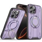For iPhone 16 Pro Max Rotating Ring Holder Magnetic MagSafe Phone Case(Purple)