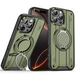 For iPhone 16 Pro Max Rotating Ring Holder Magnetic MagSafe Phone Case(Green)