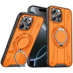 For iPhone 16 Pro Rotating Ring Holder Magnetic MagSafe Phone Case(Orange)