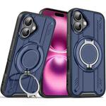 For iPhone 16 Plus Rotating Ring Holder Magnetic MagSafe Phone Case(Blue)