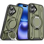 For iPhone 16 Rotating Ring Holder Magnetic MagSafe Phone Case(Green)
