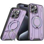 For iPhone 15 Pro Max Rotating Ring Holder Magnetic MagSafe Phone Case(Purple)