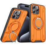 For iPhone 15 Pro Max Rotating Ring Holder Magnetic MagSafe Phone Case(Orange)