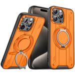 For iPhone 15 Pro Rotating Ring Holder Magnetic MagSafe Phone Case(Orange)