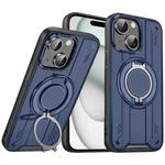 For iPhone 15 Plus Rotating Ring Holder Magnetic MagSafe Phone Case(Blue)