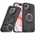 For iPhone 15 Rotating Ring Holder Magnetic MagSafe Phone Case(Black)