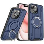For iPhone 15 Rotating Ring Holder Magnetic MagSafe Phone Case(Blue)