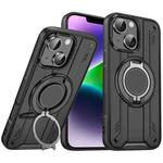 For iPhone 14 Plus Rotating Ring Holder Magnetic MagSafe Phone Case(Black)