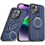 For iPhone 14 Plus Rotating Ring Holder Magnetic MagSafe Phone Case(Blue)