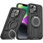 For iPhone 14 Rotating Ring Holder Magnetic MagSafe Phone Case(Black)