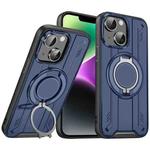 For iPhone 14 Rotating Ring Holder Magnetic MagSafe Phone Case(Blue)