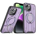 For iPhone 14 Rotating Ring Holder Magnetic MagSafe Phone Case(Purple)