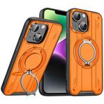 For iPhone 14 Rotating Ring Holder Magnetic MagSafe Phone Case(Orange)