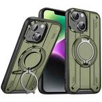 For iPhone 14 Rotating Ring Holder Magnetic MagSafe Phone Case(Green)