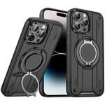 For iPhone 14 Pro Rotating Ring Holder Magnetic MagSafe Phone Case(Black)