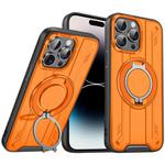 For iPhone 14 Pro Rotating Ring Holder Magnetic MagSafe Phone Case(Orange)