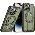 For iPhone 14 Pro Rotating Ring Holder Magnetic MagSafe Phone Case(Green)